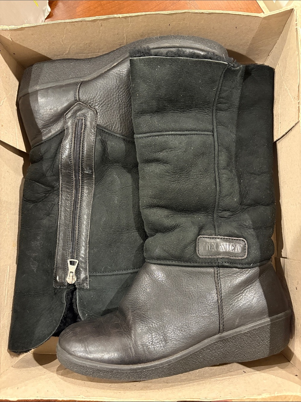 Technica Black Leather & Suede Mid-Calf Zip Boots 40/9